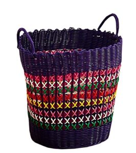 mytodo plastic woven basket toy basket dirty clothes hollow storage basket laundry barrels (purple)