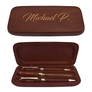 sofia's findings engraved/personalized rosewood two pen & mail opener gift set