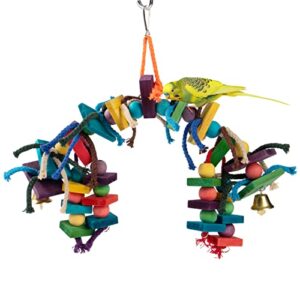 mewtogo bird parrot wooden toys, multicolor durable bird chewing toy with edible coloring for bird cage conures cockatiels foraging and amazon parrot toys