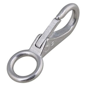 5pcs 304 Stainless Steel Silver Spring Loaded Fixed Eye Boat Snap Hook (0#)