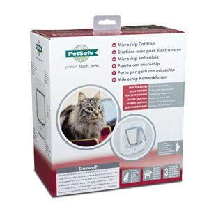 PetSafe Microchip Cat Door, Exterior or Interior Pet Door - Multi-User RFID Access Up To 40 Pets, 4-Way Locking, Weatherproof, DIY Easy Install, Hardware Kit; Privacy for Cat Litter Box or Pet Feeder