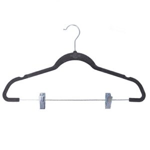 Closet Complete Ultra-Thin No Slip Velvet Pants and Skirt Hangers with Clips, 5 Pack Chrome Hook, Heather Gray