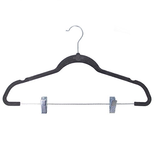 Closet Complete Ultra-Thin No Slip Velvet Pants and Skirt Hangers with Clips, 5 Pack Chrome Hook, Heather Gray