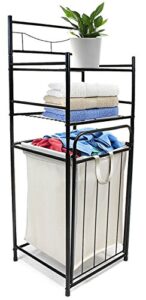 sorbus bathroom tower hamper organizer - features tilt out laundry hamper and 2-tier storage shelves - great for bathroom, laundry room, bedroom, closet, nursery, and more