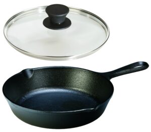 lodge seasoned cast iron skillet with tempered glass lid (8 inch) - cast iron frying pan with lid set
