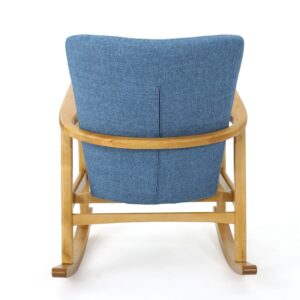 Christopher Knight Home Callum Mid-Century Fabric Rocker, Muted Blue / Light Walnut