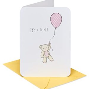 American Greetings New Baby Girl Card (Bear with Balloon)