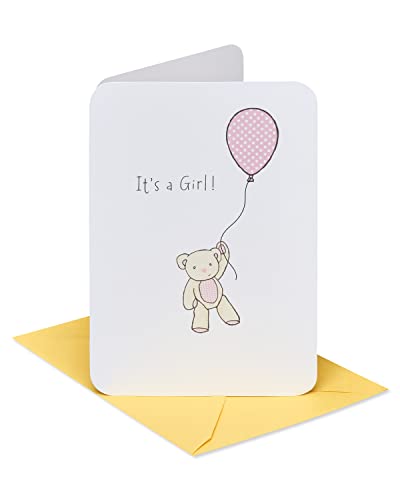 American Greetings New Baby Girl Card (Bear with Balloon)