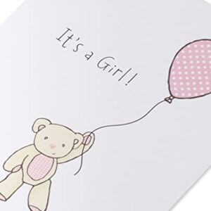 American Greetings New Baby Girl Card (Bear with Balloon)