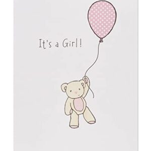 American Greetings New Baby Girl Card (Bear with Balloon)