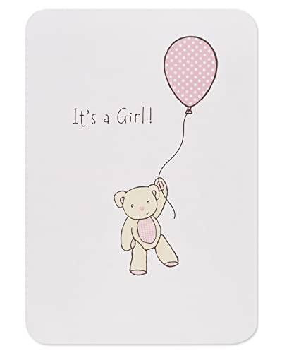 American Greetings New Baby Girl Card (Bear with Balloon)