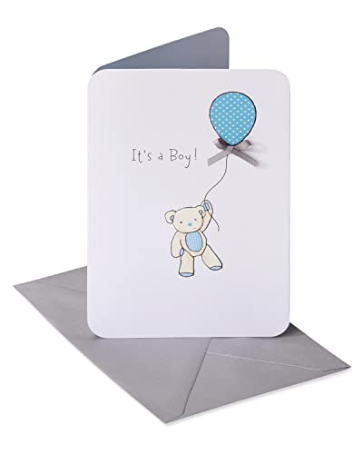 American Greetings New Baby Boy Card (Bear with Balloon)