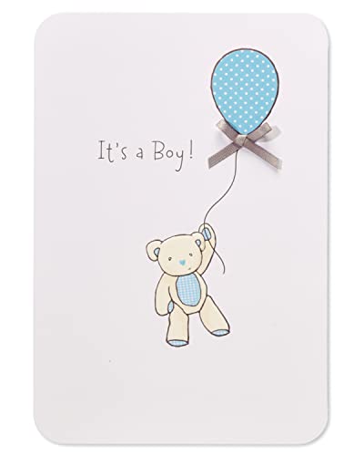 American Greetings New Baby Boy Card (Bear with Balloon)