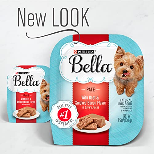 Purina Bella Natural Small Breed Pate Wet Dog Food, With Beef & Smoked Bacon in Savory Juices - (12) 3.5 oz. Trays