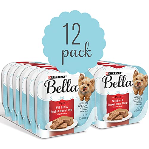 Purina Bella Natural Small Breed Pate Wet Dog Food, With Beef & Smoked Bacon in Savory Juices - (12) 3.5 oz. Trays