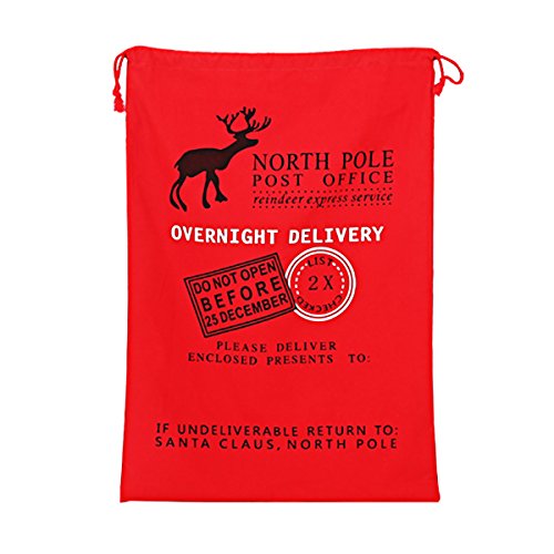 KEFAN 3 Pack Christmas Bag Santa Sack, Canvas Storage Bag for Gifts Wrapping with Drawstrings Large Size 27.5"x19.5"