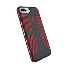 speck products candyshell grip cell phone case for iphone 8 plus/7 plus/6s plus/6 plus - charcoal grey/dark poppy red