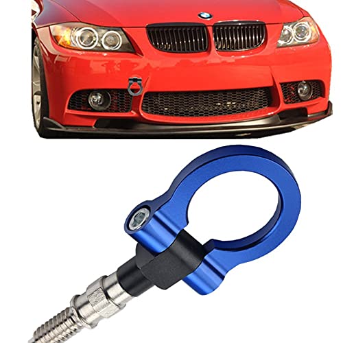 JGR Track Racing Style Tow Hook Towing Eye CNC Aluminum Screw On Front Rear Bumper Compatible with BMW 3 Series E36 E46 E90 E91 E92 E93 318 320 323 325 328 330 335 M3 1992 to 2012 Blue