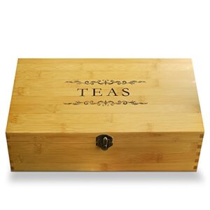 cookbook people multikeep adjustable tea box 128 tea bag storage organizer bamboo latching lid (tea filigree)