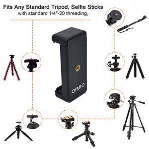 Universal Cell Phone Tripod Mount Adapter, OIMIO Phone Holder Clip Connector Head Used for Monopod Selfie Stick DSLR Travel Mini Flexible Tripod and More(2 Pack)