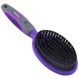 double sided combo pins and bristle brush by hertzko - for dogs and cats with long or short hair - dense bristles remove loose hair from top coat and pin comb removes tangles, and dead undercoat (single sided)