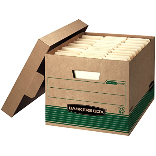 Bankers Box 1277008 STOR/FILE Medium-Duty Storage Boxes, FastFold, Lift-Off Lid, 100% Recycled, Letter/Legal, Pack of 20