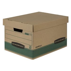 bankers box 1277008 stor/file medium-duty storage boxes, fastfold, lift-off lid, 100% recycled, letter/legal, pack of 20