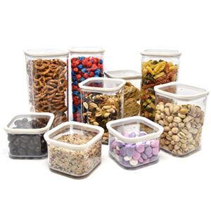 Number 1 in Gadgets Airtight Dry Food Storage Container Set, Food Saver Clear Plastic Airtight Containers and Lids, Stackable, Space Saver, Will Keep your Food Fresh and Cabinet Organized (Set of 6)