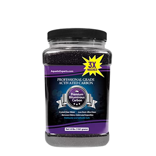 Premium Activated Carbon - Aquarium Carbon for Fish Tank Filter - Aquarium Filter Media - Aquarium Charcoal for Fish Tanks - Activated Charcoal Bulk (Granulated, 3 lbs with Fine Mesh Bag)