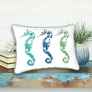 C&F Home Three Seahorses Blue Green Coastal Beach Cotton Printed Decorative Accent Throw Pillow for Couch and Sofa Decor Decoration 16 x 12 Green