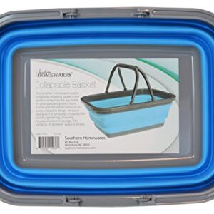 Southern Homewares Collapsible Silicone Market Shopping Basket Tote with Handles, Blue - SH-10187