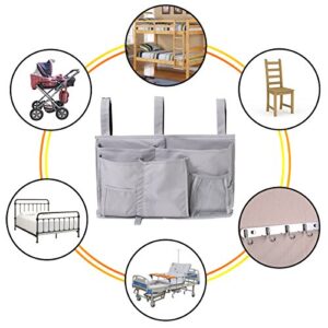 Aiduy Bedside Caddy, Hanging Storage Bag Holder Beside Organizer with 8 Pockets for Bunk Dorm Rooms and Hospital Bed Rails, Grey