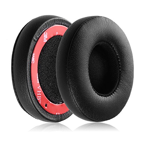 Solo 2 Wired Replacement Earpads - JARMOR Protein Leather & Memory Foam Ear Cushion Pads for Beats Solo2 Wired On-Ear Headphones by Dr. Dre ONLY (NOT FIT Solo 2.0/3.0 Wireless) - Black