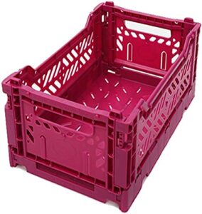 2 x ay-kasa collapsible storage bin container basket tote, folding basket crate container : storage, kitchen, houseware utility basket tote crate mini-box (purple)