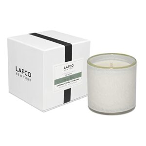 lafco new york classic candle, feu de bois - 6.5 oz - 50-hour burn time - reusable, hand blown glass vessel - made in the usa