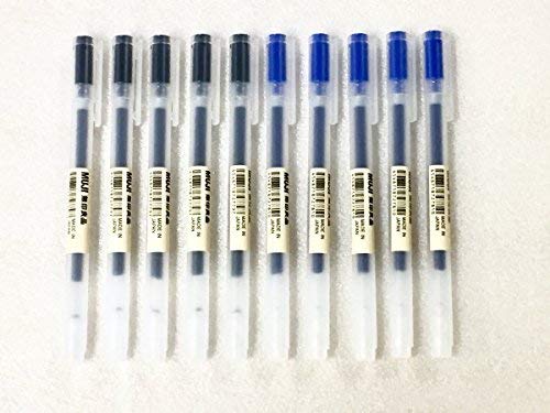 MUJI Gel Ink Ball Point Pen 0.5mm Mixed 10pcs [Black 5 pcs & Blue 5 pcs]