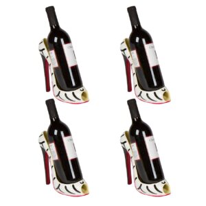 hilarious home high heel wine bottle holder - stylish conversation starter wine rack (zebra print, set of 4)