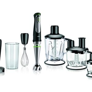 Braun Multiquick 5-in-1 Immersion Hand, Powerful 700W Stainless Steel Stick Blender, Variable Speed + 6-Cup Food Processor, Ice Crusher, Whisk, Beaker, Masher, 2.7 x 2.7 x 16.1 inches, Black