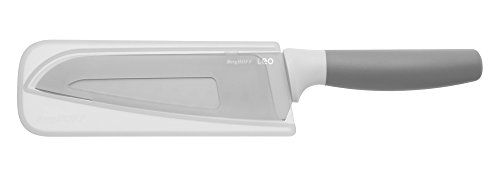 Berghoff LEO Non-stick Stainless Steel Wide Blade Santoku Knife 6.75" Grey PP Fitted Protective Sleeve Soft-touch PP Soft Grip Handle