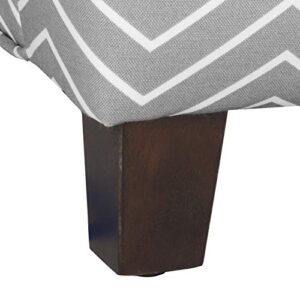 HomePop Youth Upholstered Swoop Arm Accent Chair, Grey and White Chevron