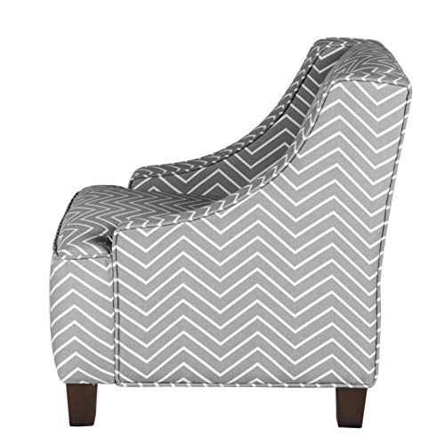 HomePop Youth Upholstered Swoop Arm Accent Chair, Grey and White Chevron