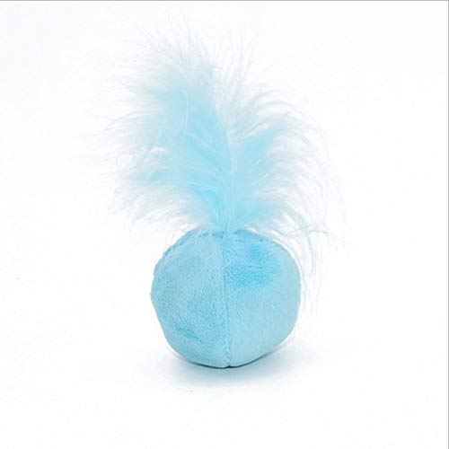 PETFAVORITES Furry Rattle Ball Cat Toy with Feather and Catnip - Interactive Pom Pom Balls for Cats, Soft and Lightweight, 2 Inch, 3 Pack.