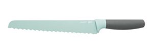 berghoff leo ceramic coated non-stick bread knife with soft touch handle, 23cm, stainless steel, green