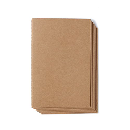 TWONE Notebook, 6 Pack Softcover Kraft Paper Notebooks wide Ruled Note Book Journals for Office School Business Work Writing, 5.5” x 8.2” 80GSM, 30 Sheets