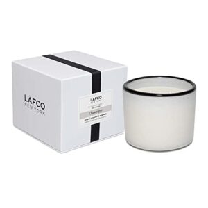 lafco new york 3-wick candle, champagne - 30 oz - 120-hour burn time - reusable, hand blown glass vessel - made in the usa