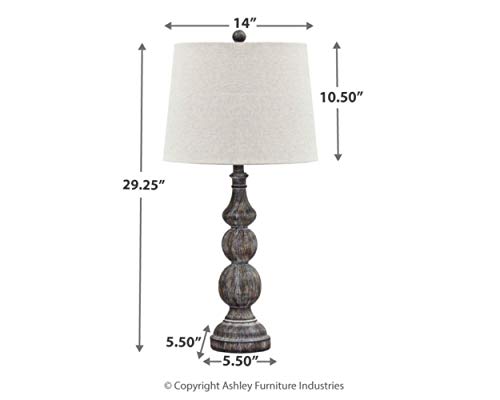 Signature Design by Ashley Mair Rustic Farmhouse Poly Table Lamp Set of 2, Gray