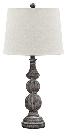 Signature Design by Ashley Mair Rustic Farmhouse Poly Table Lamp Set of 2, Gray