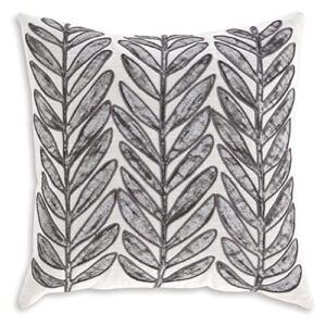 signature design by ashley masood boho leaf accent throw pillow, 20 x 20 inches, white & light brown
