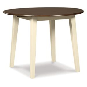 Signature Design by Ashley Woodanville Cottage 40" Round Drop Leaf Dining Table, Cream & Brown