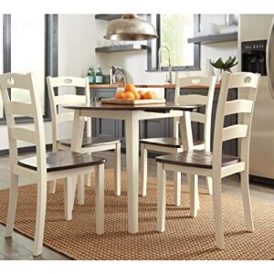 Signature Design by Ashley Woodanville Cottage 40" Round Drop Leaf Dining Table, Cream & Brown